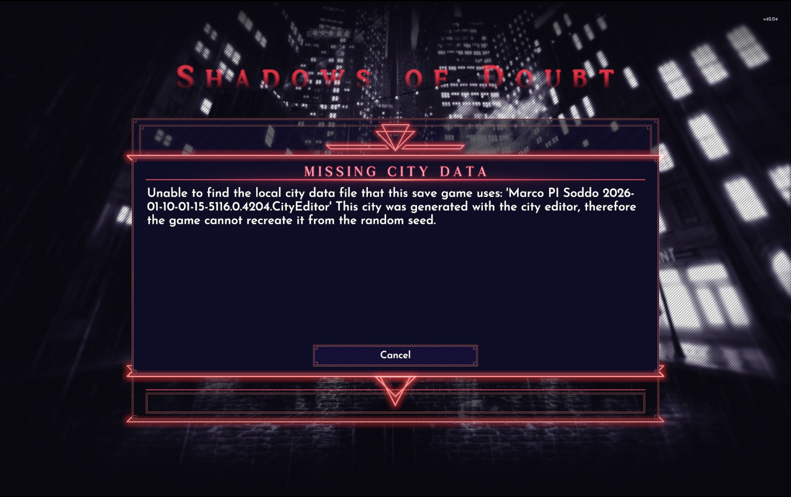 Missing city data error